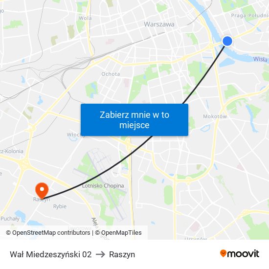 Wał Miedzeszyński 02 to Raszyn map