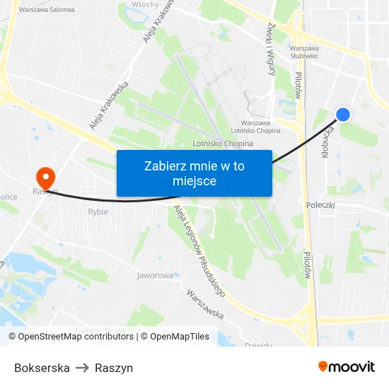 Bokserska to Raszyn map