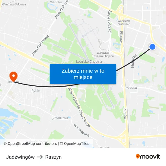 Jadźwingów to Raszyn map