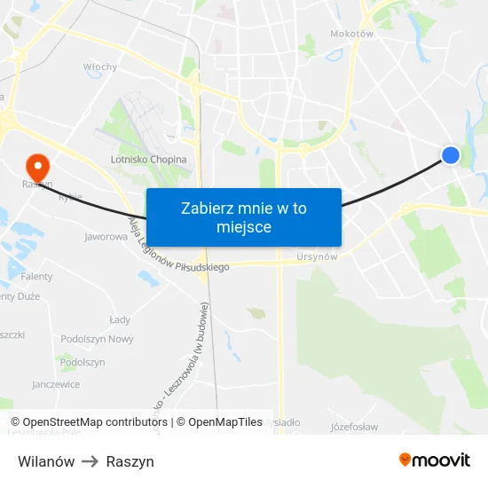 Wilanów to Raszyn map