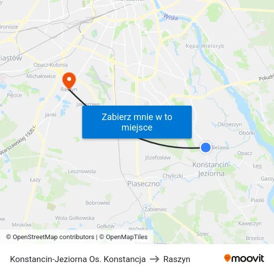 Konstancin-Jeziorna Os. Konstancja to Raszyn map
