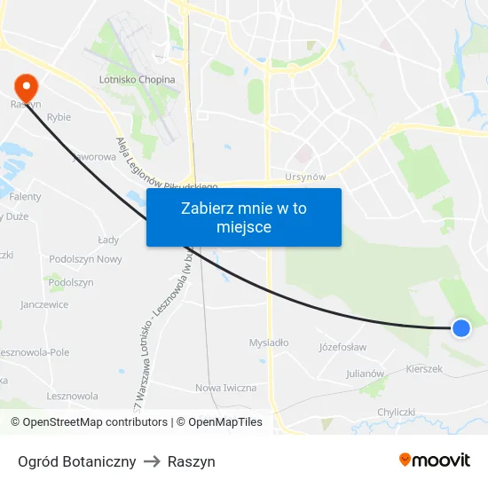 Ogród Botaniczny to Raszyn map