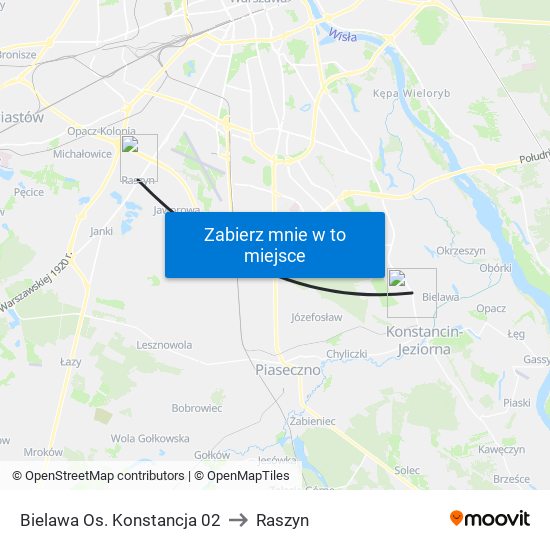 Bielawa Os. Konstancja 02 to Raszyn map