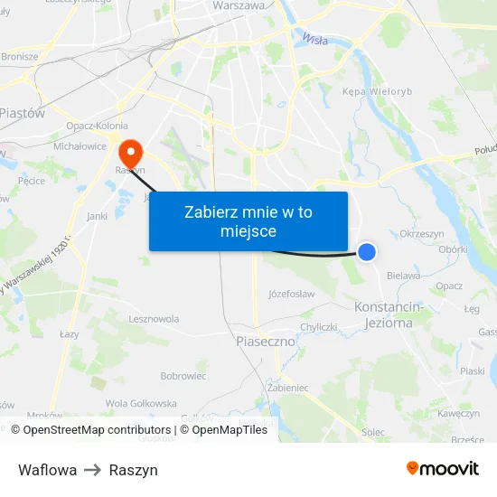 Waflowa to Raszyn map