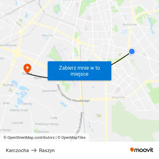 Karczocha to Raszyn map