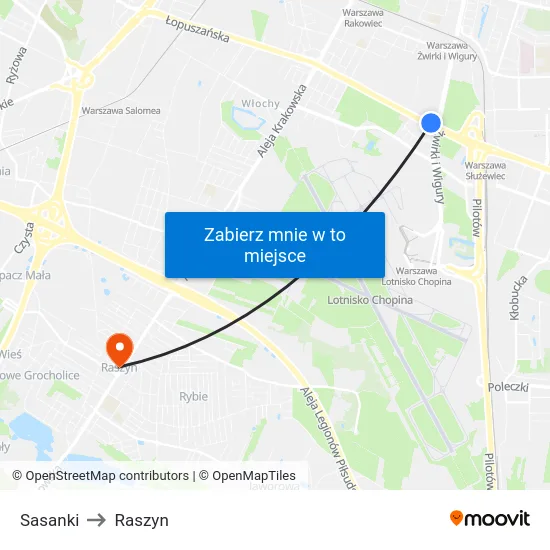 Sasanki to Raszyn map