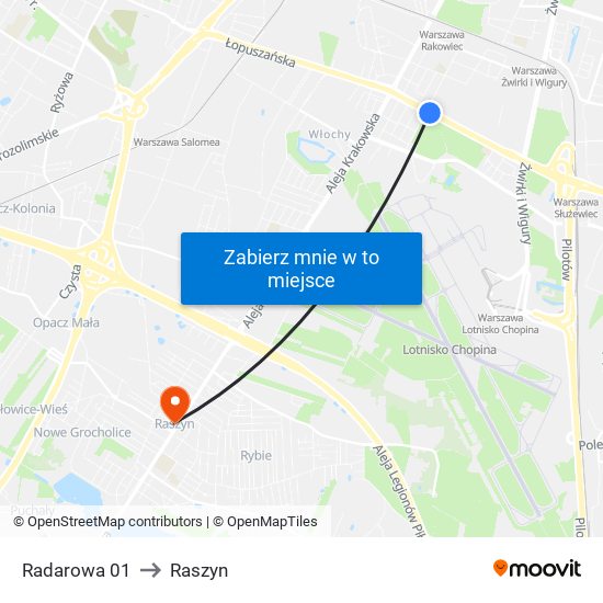 Radarowa 01 to Raszyn map