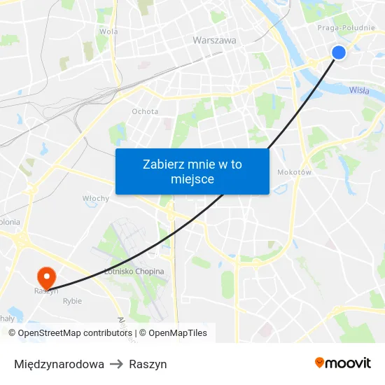 Międzynarodowa to Raszyn map