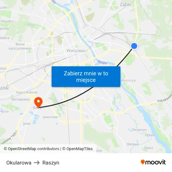 Okularowa to Raszyn map