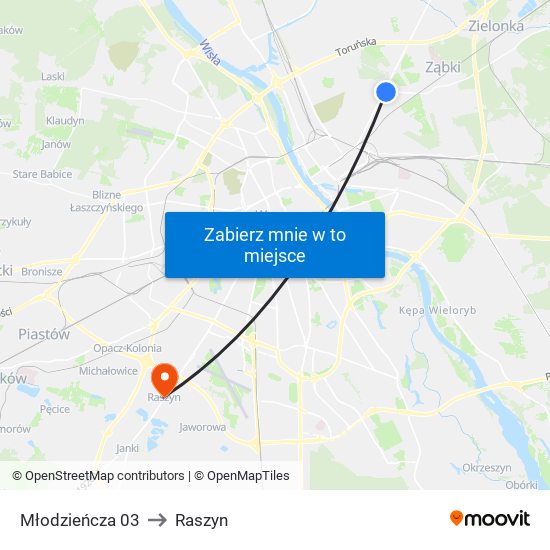 Młodzieńcza 03 to Raszyn map