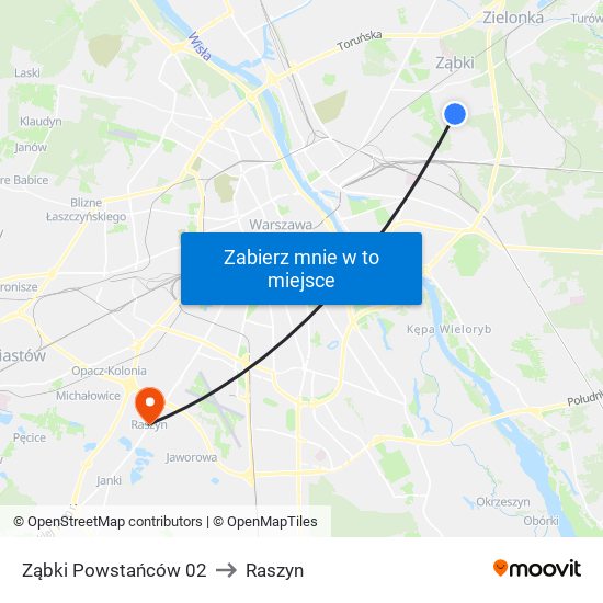 Ząbki Powstańców 02 to Raszyn map