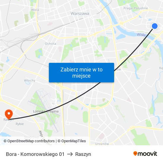 Bora - Komorowskiego 01 to Raszyn map