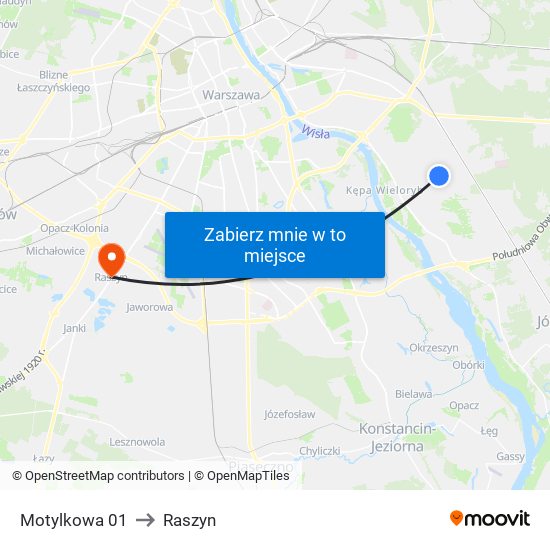 Motylkowa 01 to Raszyn map