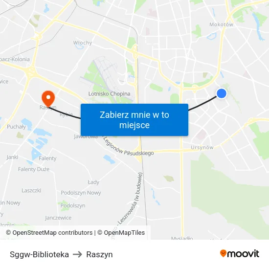 SGGW - Biblioteka to Raszyn map