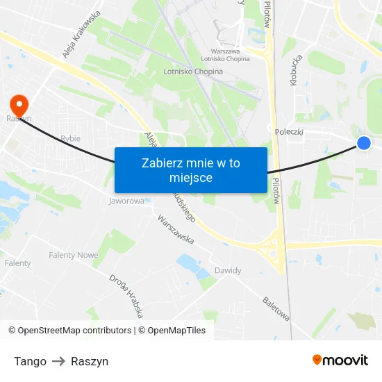 Tango to Raszyn map