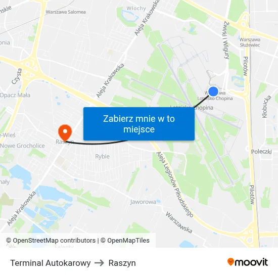 Terminal Autokarowy to Raszyn map