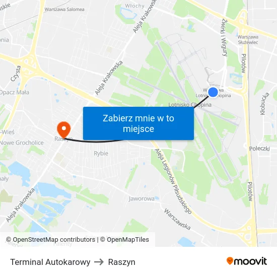 Terminal Autokarowy to Raszyn map