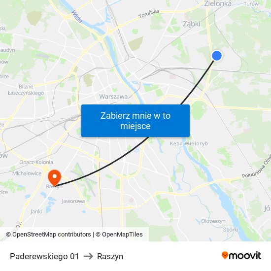 Paderewskiego 01 to Raszyn map