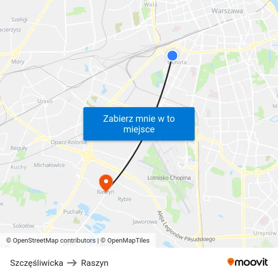 Szczęśliwicka to Raszyn map