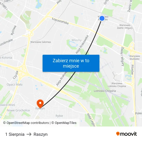 1 Sierpnia to Raszyn map