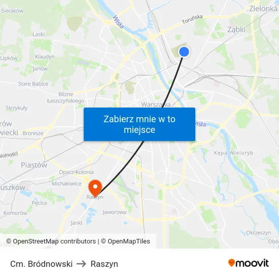 Cm. Bródnowski to Raszyn map