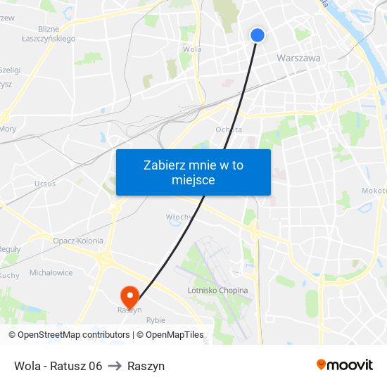 Wola-Ratusz to Raszyn map