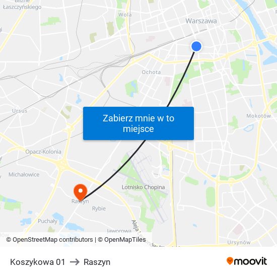 Koszykowa 01 to Raszyn map