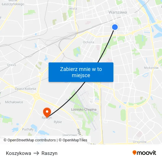 Koszykowa to Raszyn map