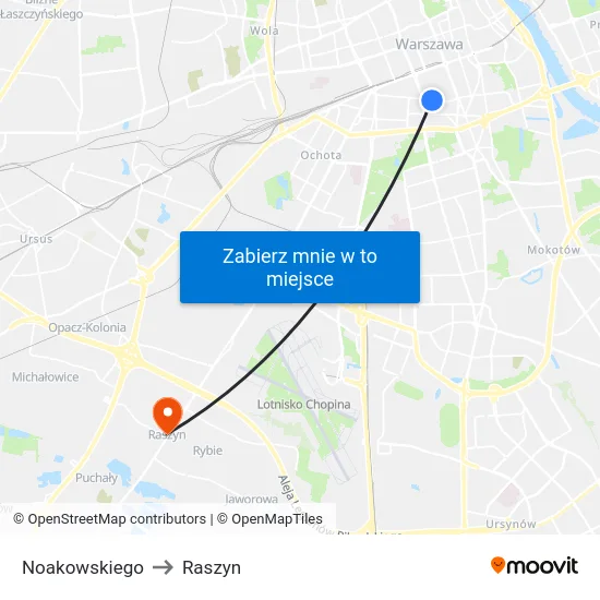 Noakowskiego to Raszyn map