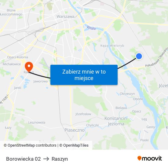 Borowiecka 02 to Raszyn map