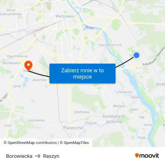 Borowiecka to Raszyn map