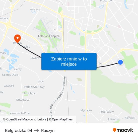 Belgradzka to Raszyn map