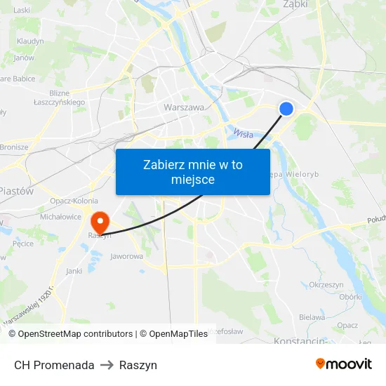 CH Promenada to Raszyn map