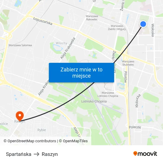Spartańska to Raszyn map