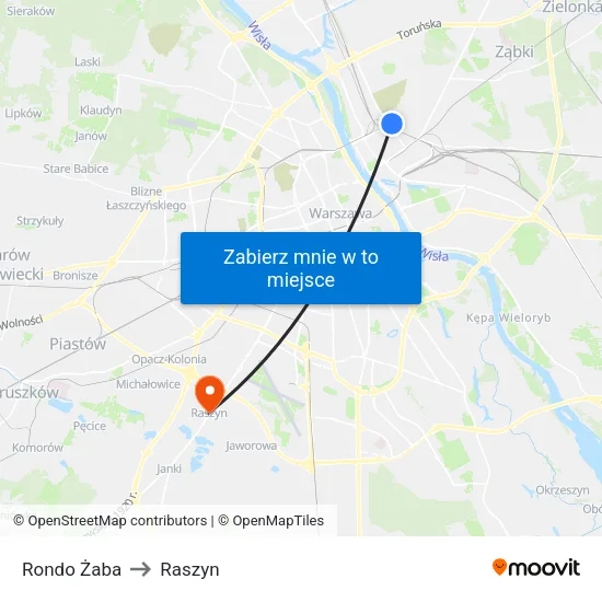 Rondo Żaba to Raszyn map