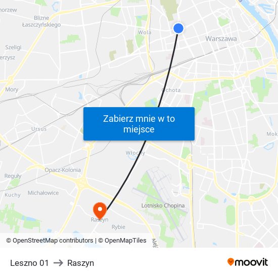Leszno 01 to Raszyn map