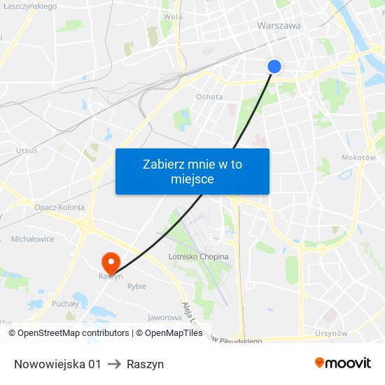 Nowowiejska 01 to Raszyn map