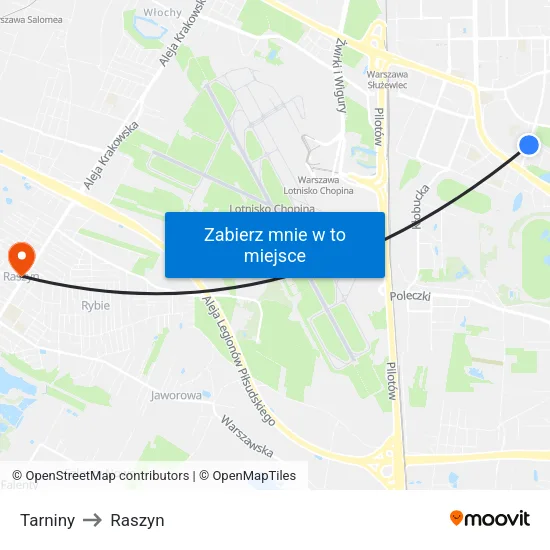 Tarniny to Raszyn map