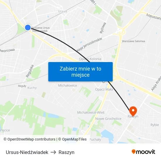 Ursus-Niedźwiadek to Raszyn map