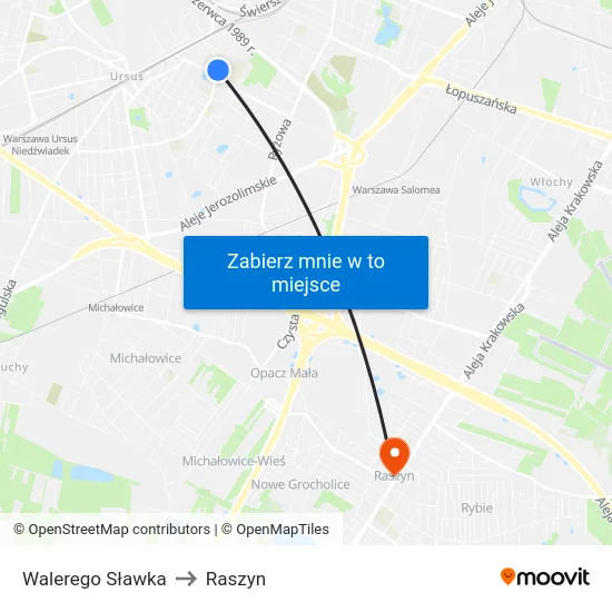 Walerego Sławka to Raszyn map