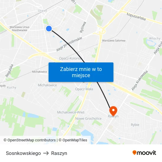 Sosnkowskiego to Raszyn map