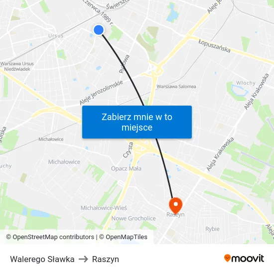 Walerego Sławka to Raszyn map