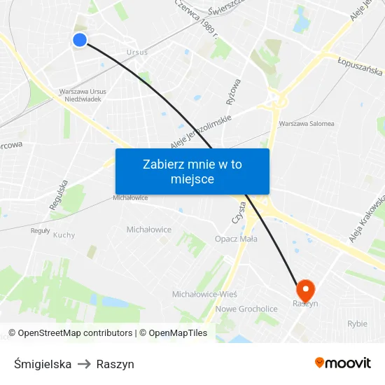 Śmigielska to Raszyn map