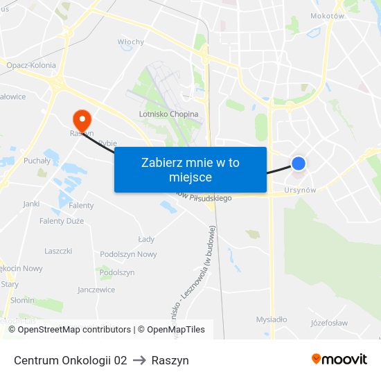 Centrum Onkologii to Raszyn map