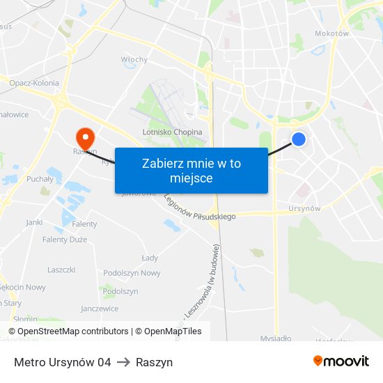 Metro Ursynów 04 to Raszyn map