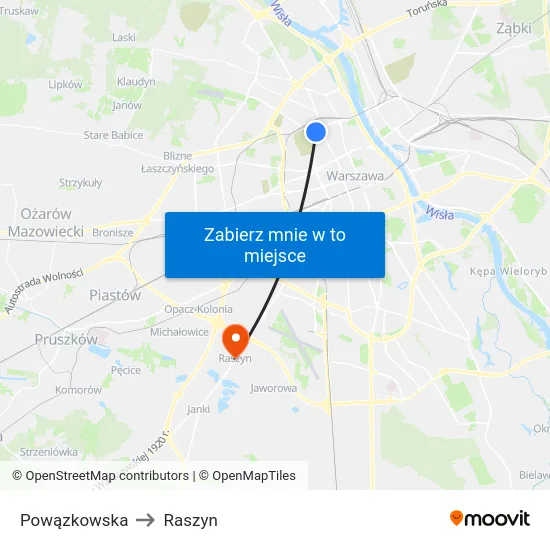 Powązkowska to Raszyn map