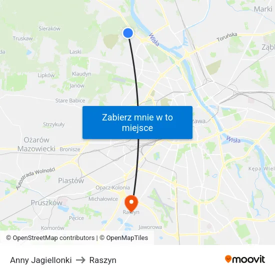 Anny Jagiellonki to Raszyn map