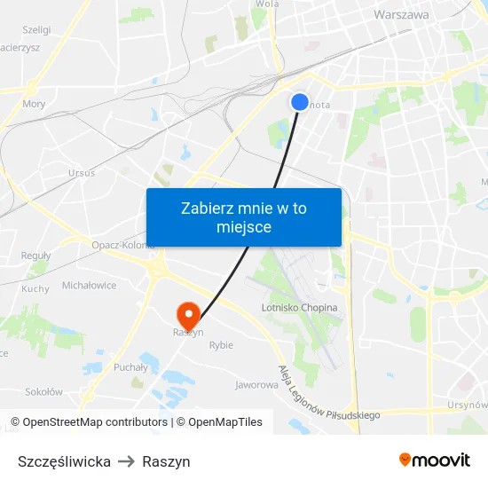 Szczęśliwicka to Raszyn map