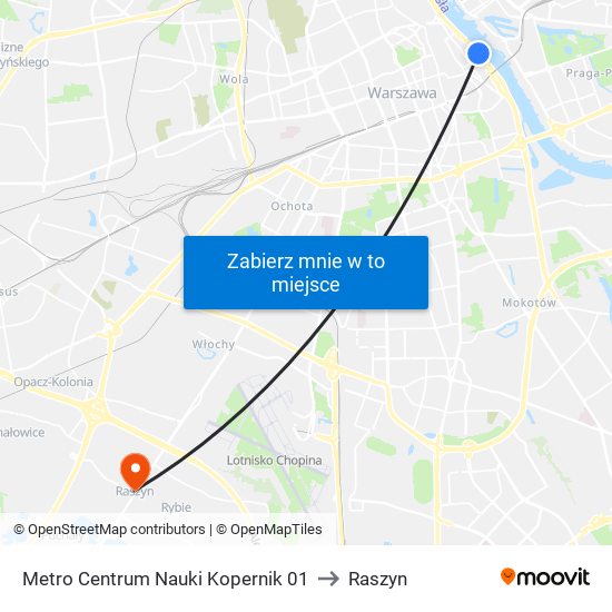 Metro Centrum Nauki Kopernik 01 to Raszyn map