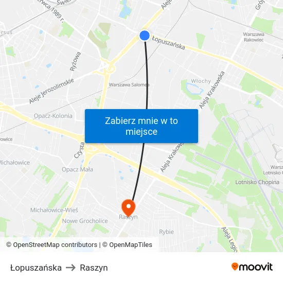 Łopuszańska to Raszyn map